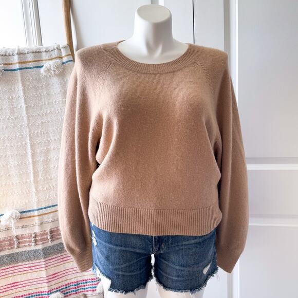Vince Camel Wool Cashmere Long Raglan Dolman Sleeves Crewneck Sweater Size Large - Picture 1 of 9
